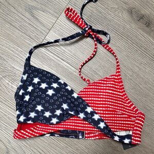 Hollister Red and White Bikini Top